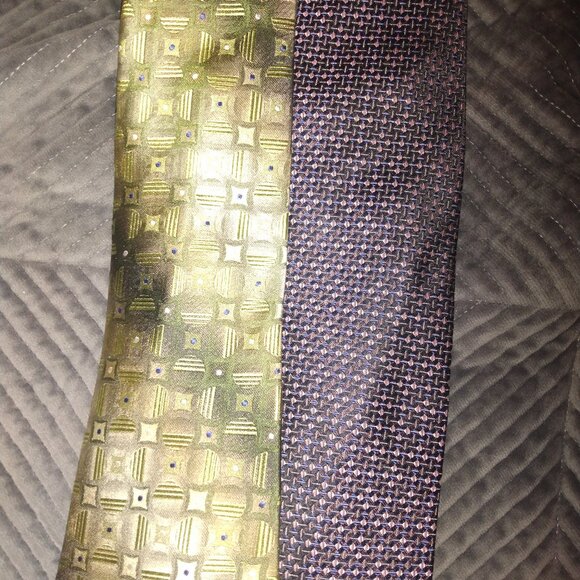 Joseph & Feiss Tie Set - Gold Geometric & Navy/Pink Patter - Picture 1 of 2